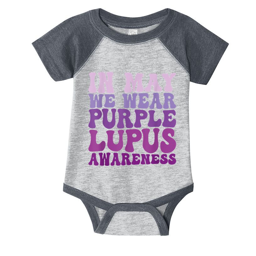 In May We Wear Purple Lupus Awareness Month Groovy Infant Baby Jersey Bodysuit