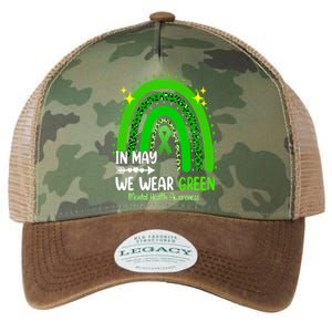 In May We Wear Green Mental Health Awareness Leopard Rainbow Legacy Tie Dye Trucker Hat