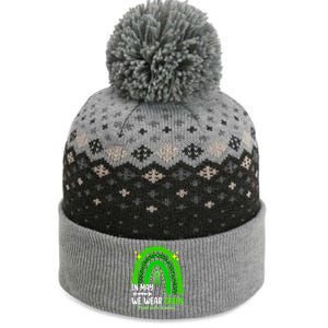 In May We Wear Green Mental Health Awareness Leopard Rainbow The Baniff Cuffed Pom Beanie