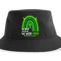 In May We Wear Green Mental Health Awareness Leopard Rainbow Sustainable Bucket Hat