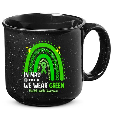 In May We Wear Green Mental Health Awareness Leopard Rainbow 15oz Campfire Ceramic Mug