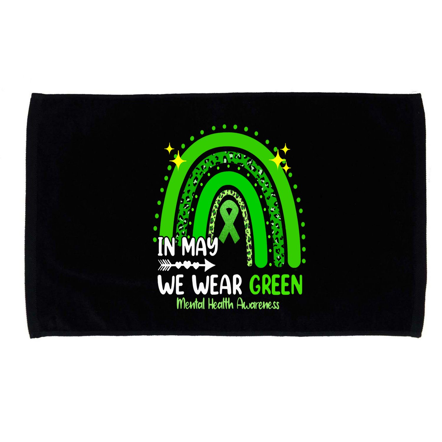 In May We Wear Green Mental Health Awareness Leopard Rainbow Microfiber Hand Towel