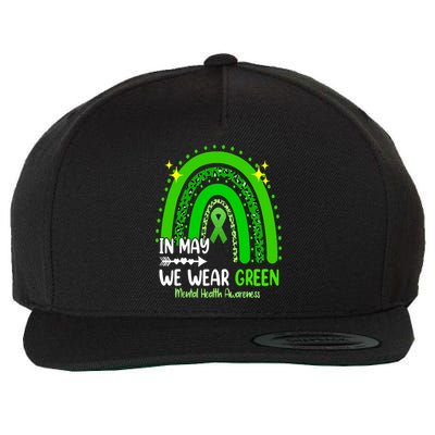In May We Wear Green Mental Health Awareness Leopard Rainbow Wool Snapback Cap