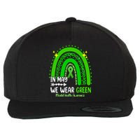 In May We Wear Green Mental Health Awareness Leopard Rainbow Wool Snapback Cap