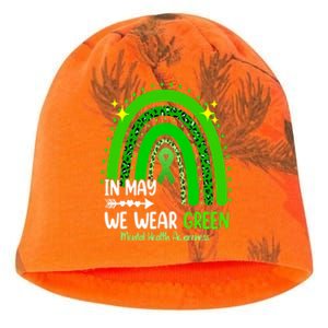 In May We Wear Green Mental Health Awareness Leopard Rainbow Kati - Camo Knit Beanie