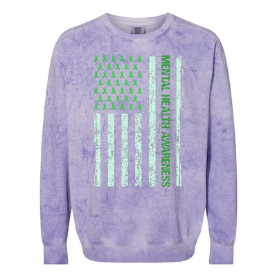 In May We Wear Green Mental Health Awareness Month Colorblast Crewneck Sweatshirt