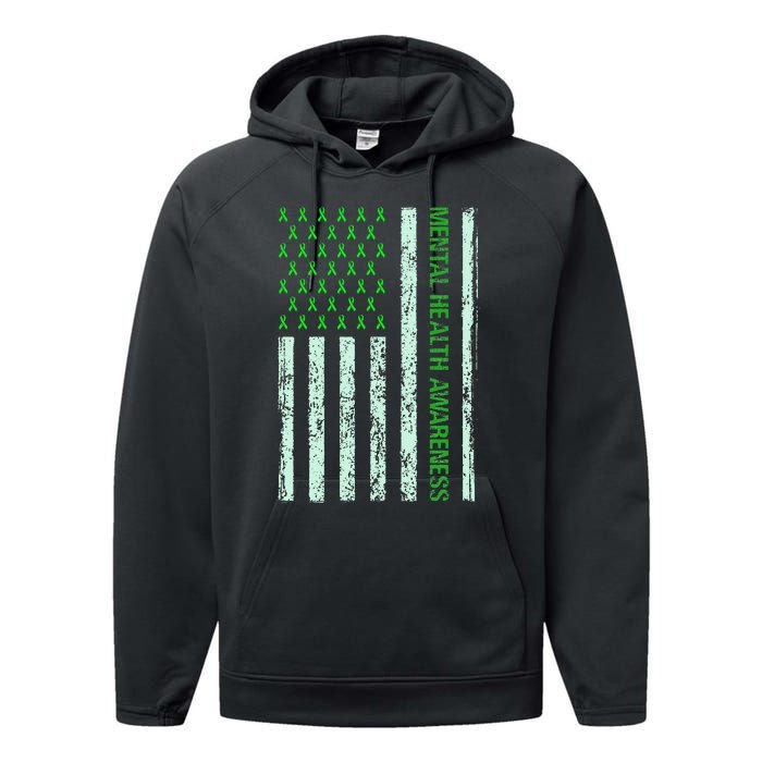 In May We Wear Green Mental Health Awareness Month Performance Fleece Hoodie