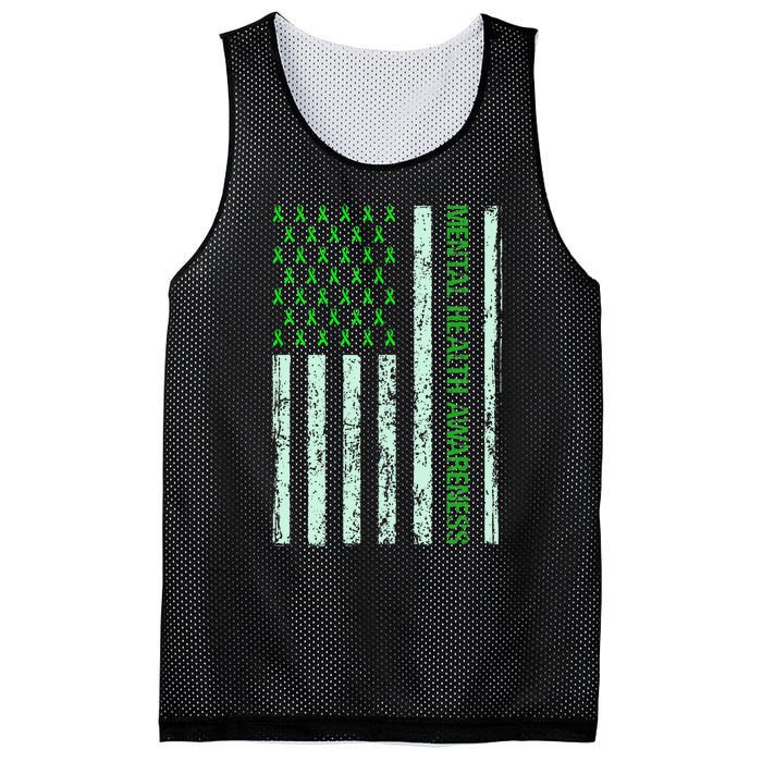 In May We Wear Green Mental Health Awareness Month Mesh Reversible Basketball Jersey Tank