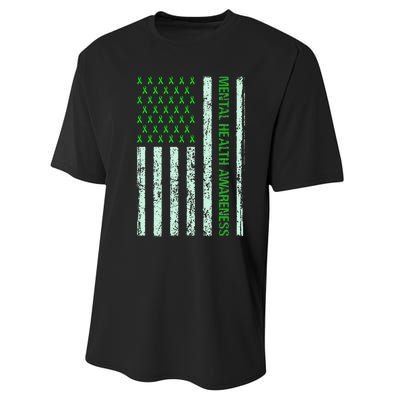 In May We Wear Green Mental Health Awareness Month Performance Sprint T-Shirt