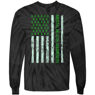 In May We Wear Green Mental Health Awareness Month Tie-Dye Long Sleeve Shirt