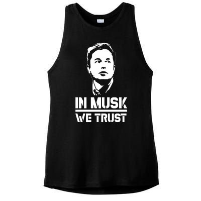 In Musk We Trust Elon Musk Ladies PosiCharge Tri-Blend Wicking Tank