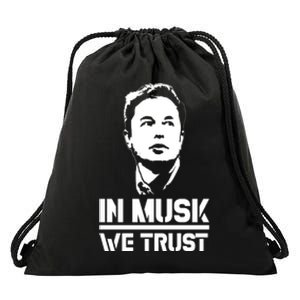 In Musk We Trust Elon Musk Drawstring Bag