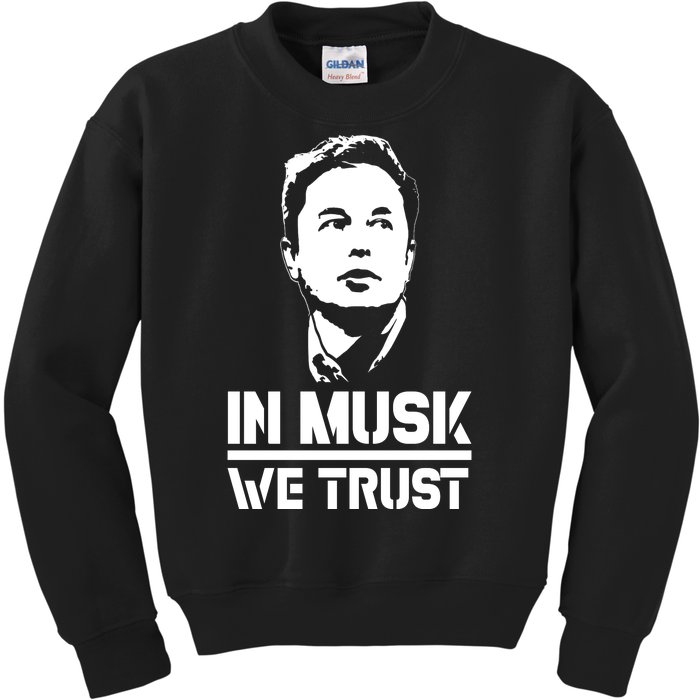 In Musk We Trust Elon Musk Kids Sweatshirt