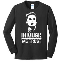 In Musk We Trust Elon Musk Kids Long Sleeve Shirt