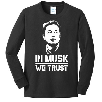 In Musk We Trust Elon Musk Kids Long Sleeve Shirt