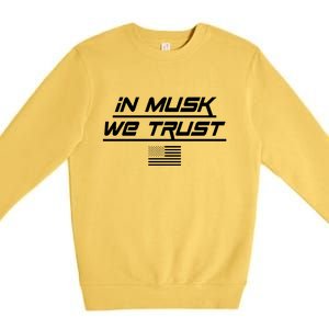 In Musk We Trust USA Flag Elon Funny Premium Crewneck Sweatshirt