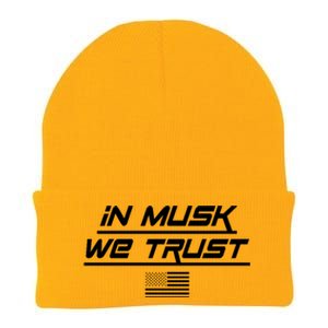 In Musk We Trust USA Flag Elon Funny Knit Cap Winter Beanie