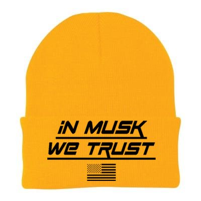 In Musk We Trust USA Flag Elon Funny Knit Cap Winter Beanie