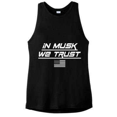 In Musk We Trust USA Flag Elon Funny Ladies PosiCharge Tri-Blend Wicking Tank