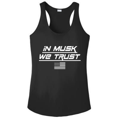 In Musk We Trust USA Flag Elon Funny Ladies PosiCharge Competitor Racerback Tank