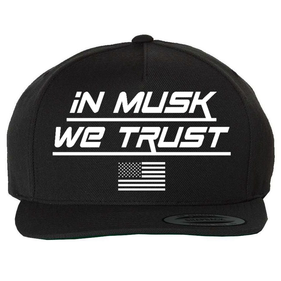In Musk We Trust USA Flag Elon Funny Wool Snapback Cap