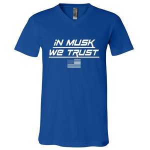 In Musk We Trust USA Flag Elon Funny V-Neck T-Shirt