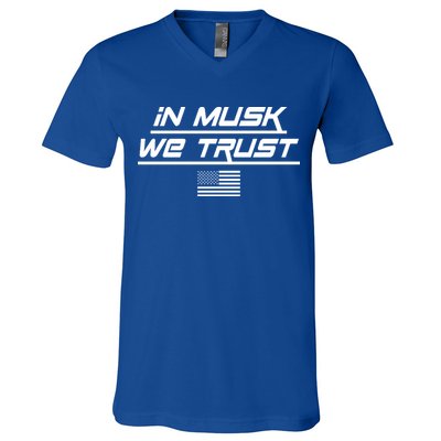 In Musk We Trust USA Flag Elon Funny V-Neck T-Shirt