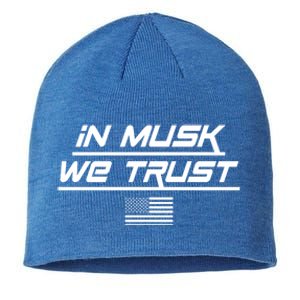 In Musk We Trust USA Flag Elon Funny Sustainable Beanie