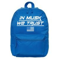 In Musk We Trust USA Flag Elon Funny 16 in Basic Backpack