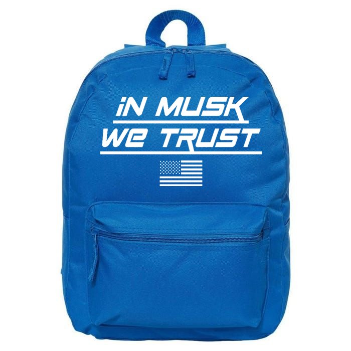 In Musk We Trust USA Flag Elon Funny 16 in Basic Backpack