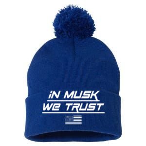 In Musk We Trust USA Flag Elon Funny Pom Pom 12in Knit Beanie