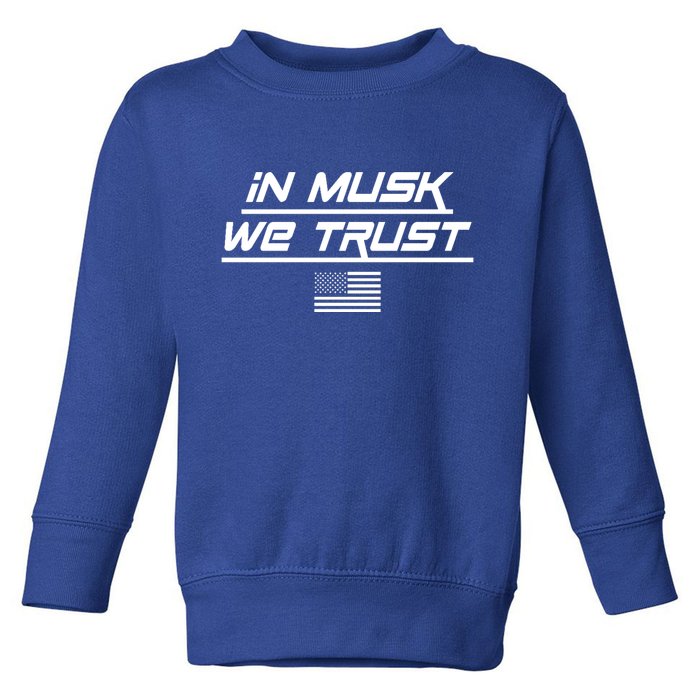 In Musk We Trust USA Flag Elon Funny Toddler Sweatshirt