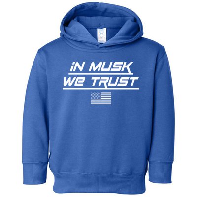 In Musk We Trust USA Flag Elon Funny Toddler Hoodie