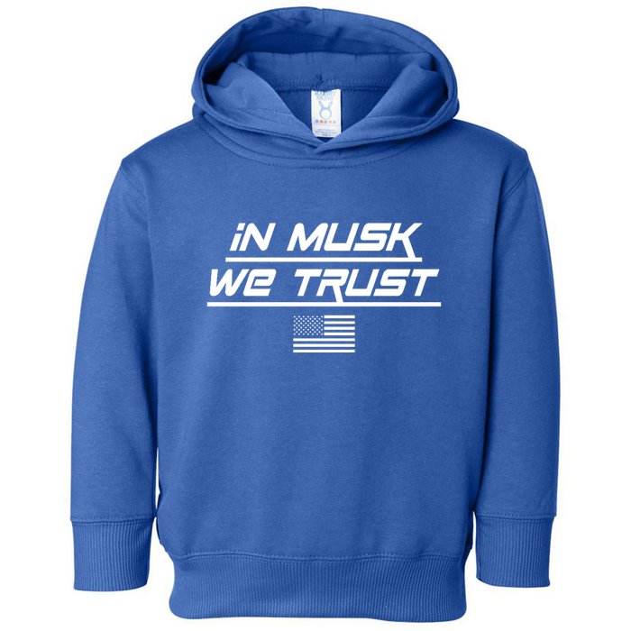 In Musk We Trust USA Flag Elon Funny Toddler Hoodie