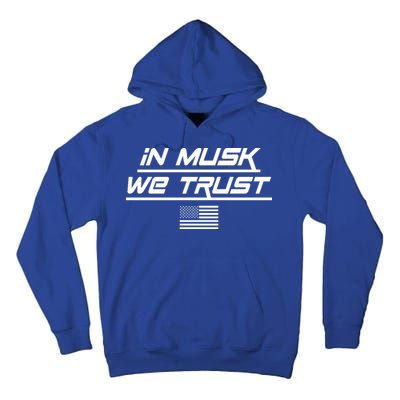 In Musk We Trust USA Flag Elon Funny Tall Hoodie