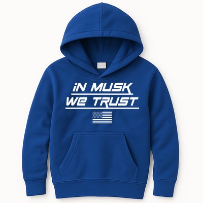In Musk We Trust USA Flag Elon Funny Kids Hoodie