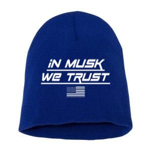 In Musk We Trust USA Flag Elon Funny Short Acrylic Beanie