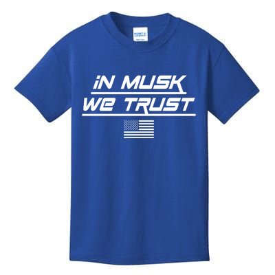 In Musk We Trust USA Flag Elon Funny Kids T-Shirt