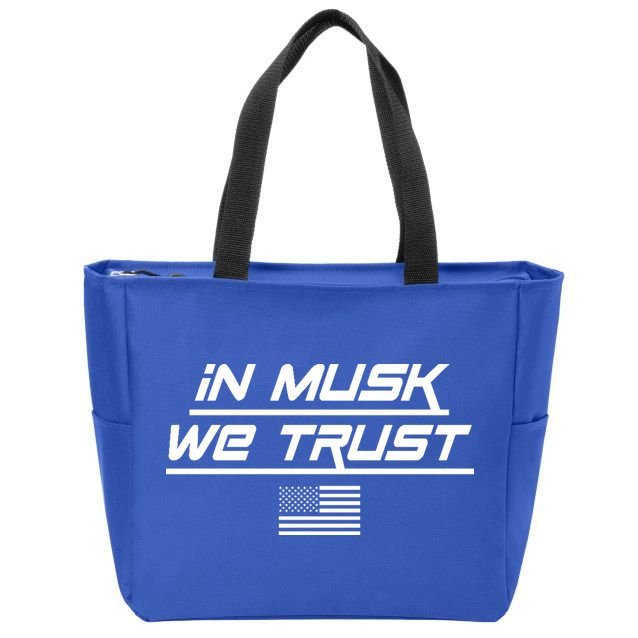 In Musk We Trust USA Flag Elon Funny Zip Tote Bag