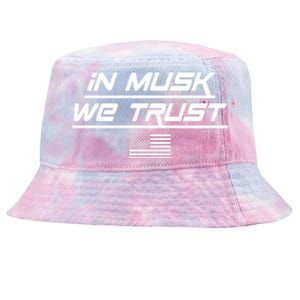 In Musk We Trust USA Flag Elon Funny Tie-Dyed Bucket Hat