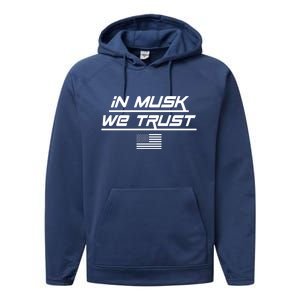 In Musk We Trust USA Flag Elon Funny Performance Fleece Hoodie