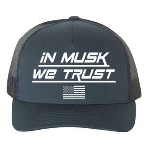 In Musk We Trust USA Flag Elon Funny Yupoong Adult 5-Panel Trucker Hat