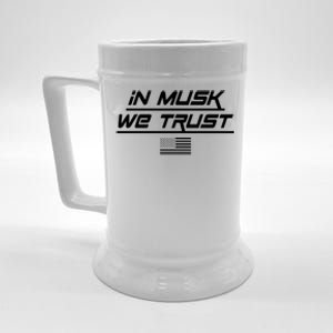 In Musk We Trust USA Flag Elon Funny Beer Stein