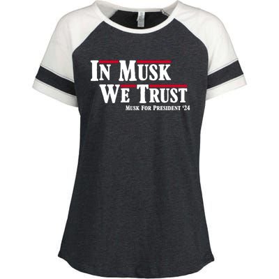 In Musk We Trust Musk For President 2024 Enza Ladies Jersey Colorblock Tee