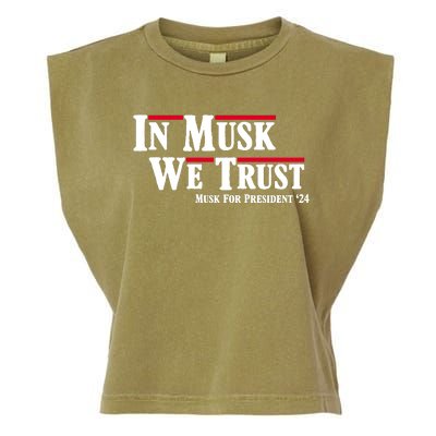 In Musk We Trust Musk For President 2024 Garment-Dyed Women's Muscle Tee