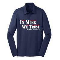 In Musk We Trust Musk For President 2024 Silk Touch Performance Long Sleeve Polo