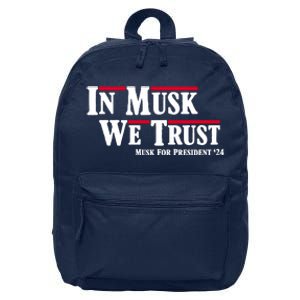 In Musk We Trust Musk For President 2024 16 in Basic Backpack