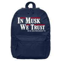 In Musk We Trust Musk For President 2024 16 in Basic Backpack