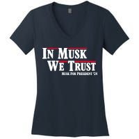 In Musk We Trust Musk For President 2024 Women's V-Neck T-Shirt