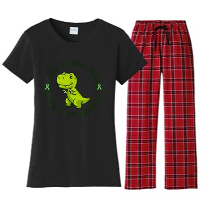 In May We Wear Green For Mental Health Awareness Month Women's Flannel Pajama Set